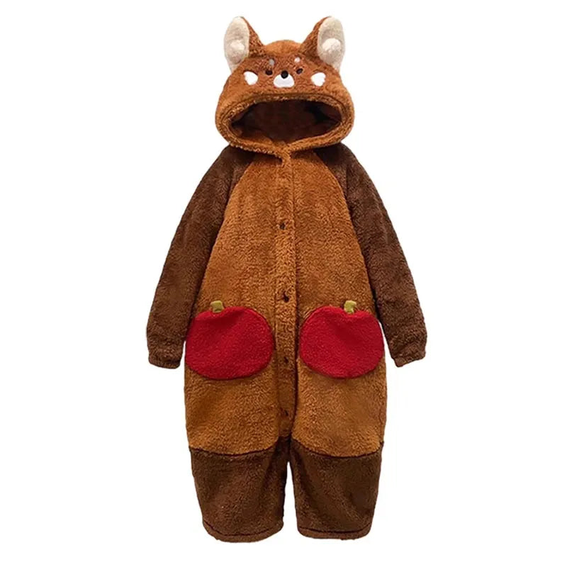 Snuggly Red Panda Cartoon Pajama Set for Ultimate Sleep and Comfort