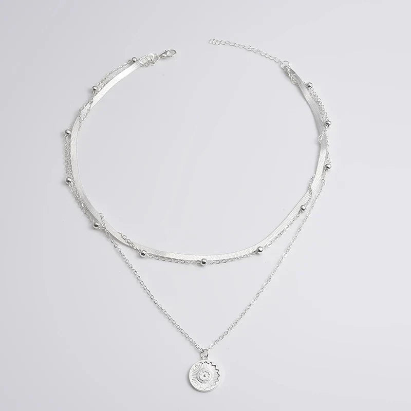 Triple Layer Silver Necklace