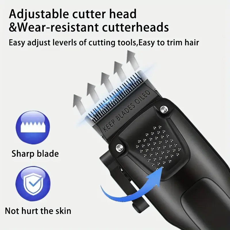3-Piece Professional Hair and Beard Grooming Set for Men, Wireless Trimmers with LED Display, USB Rechargeable