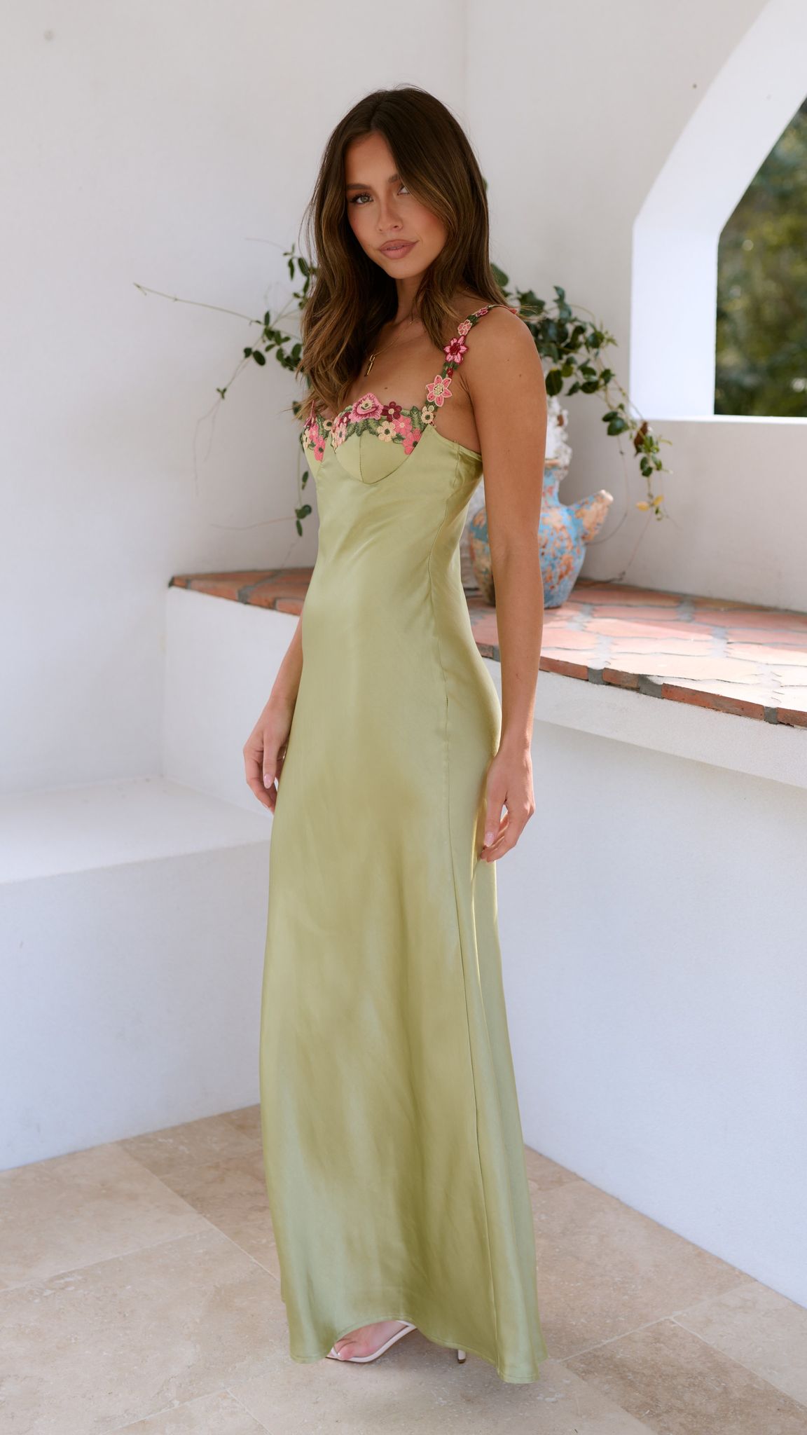 Party Floral Embroidered Dress | Maxi