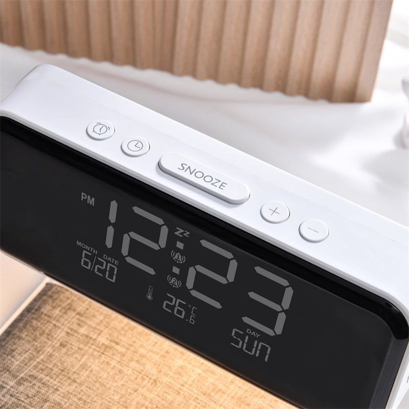 3-in-1 Bedside Lamp with Wireless Charging – LCD Alarm Clock & Touch Dimmable LED Table Light