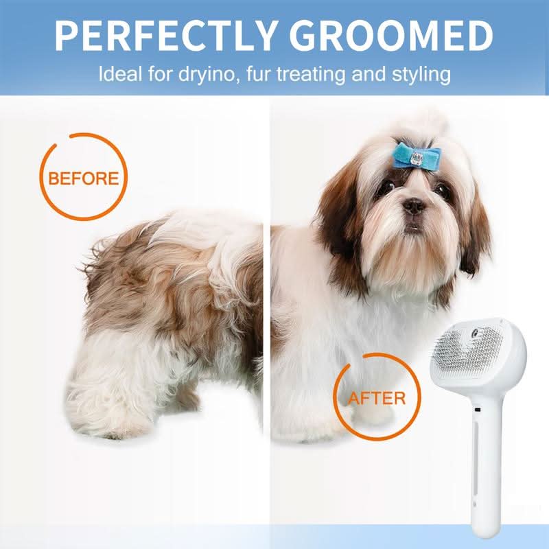 Pet Brush with Massage Effect and Easy-Clean Button