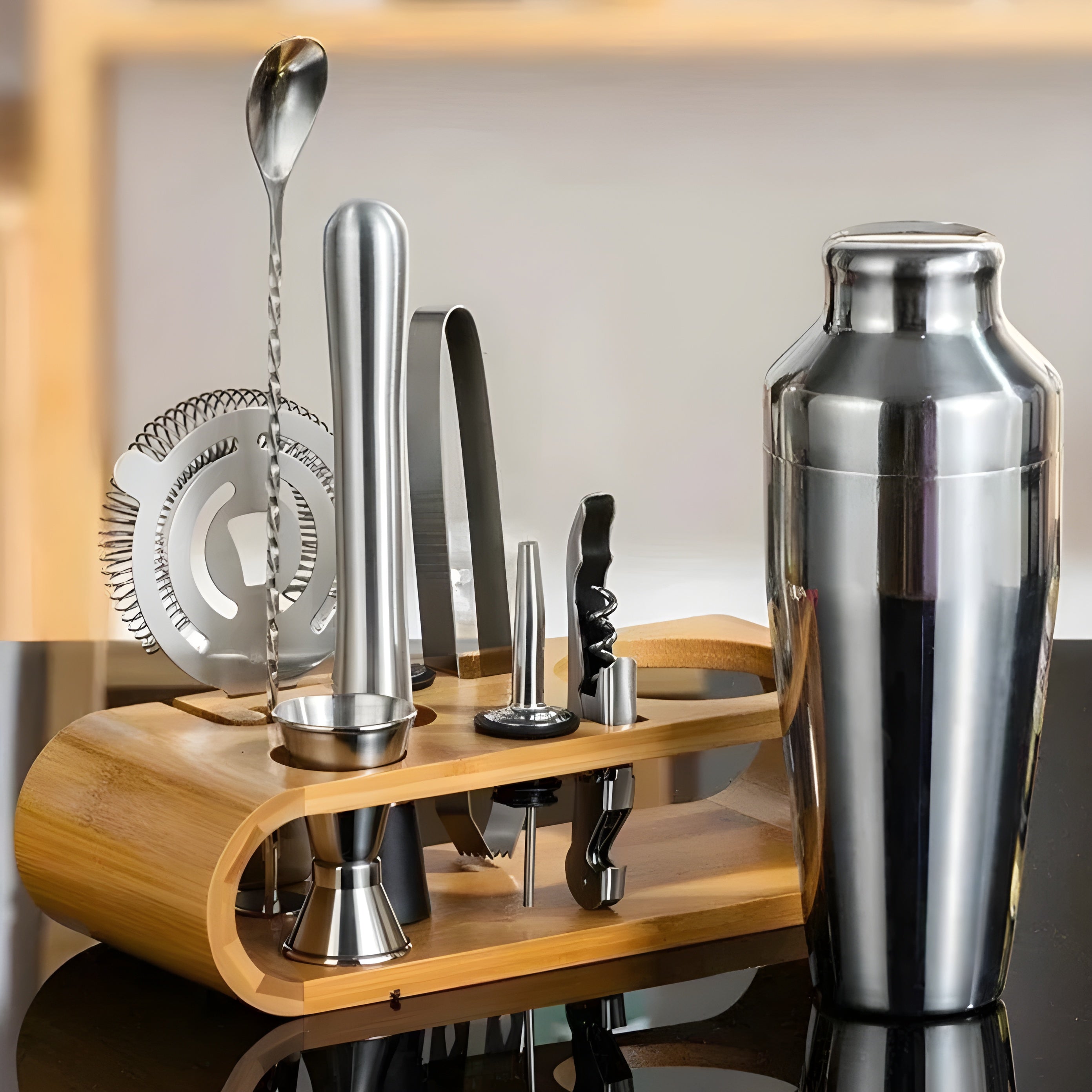 10-Piece Premium Stainless Steel Cocktail Shaker Set – Perfect for Mixed Drinks and Parties