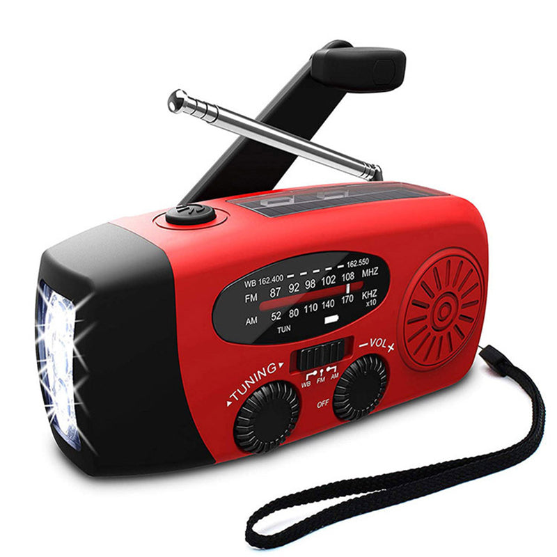 Self-Powered Emergency Radio – Hand Crank, Solar, Flashlight & Power Bank – FM/AM Radio, Essential for Disasters and Emergencies