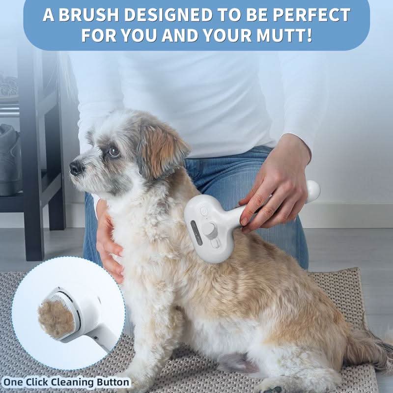 Pet Brush with Massage Effect and Easy-Clean Button