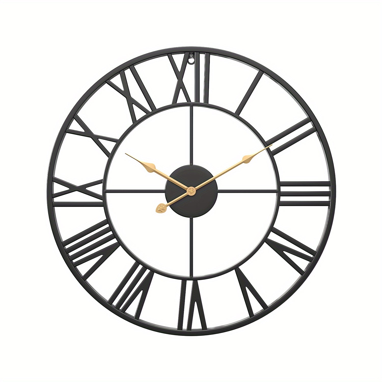 Vintage Round Silent Wall Clock with Metal Frame for Bedroom