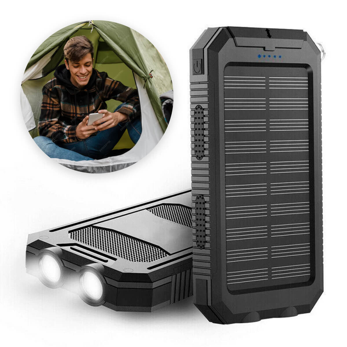 20000mAh Waterproof Solar Power Bank - External Charger