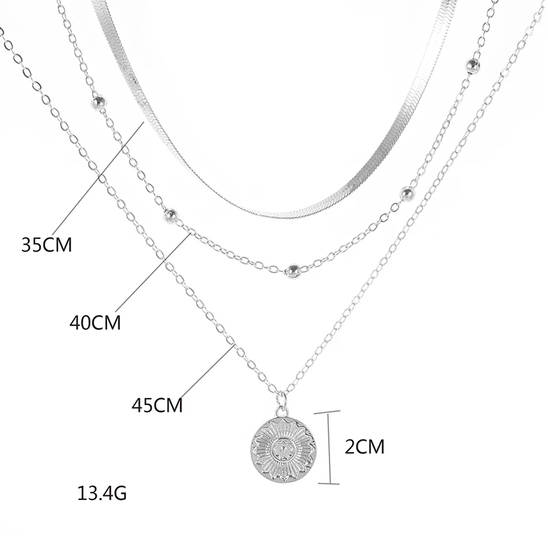 Triple Layer Silver Necklace