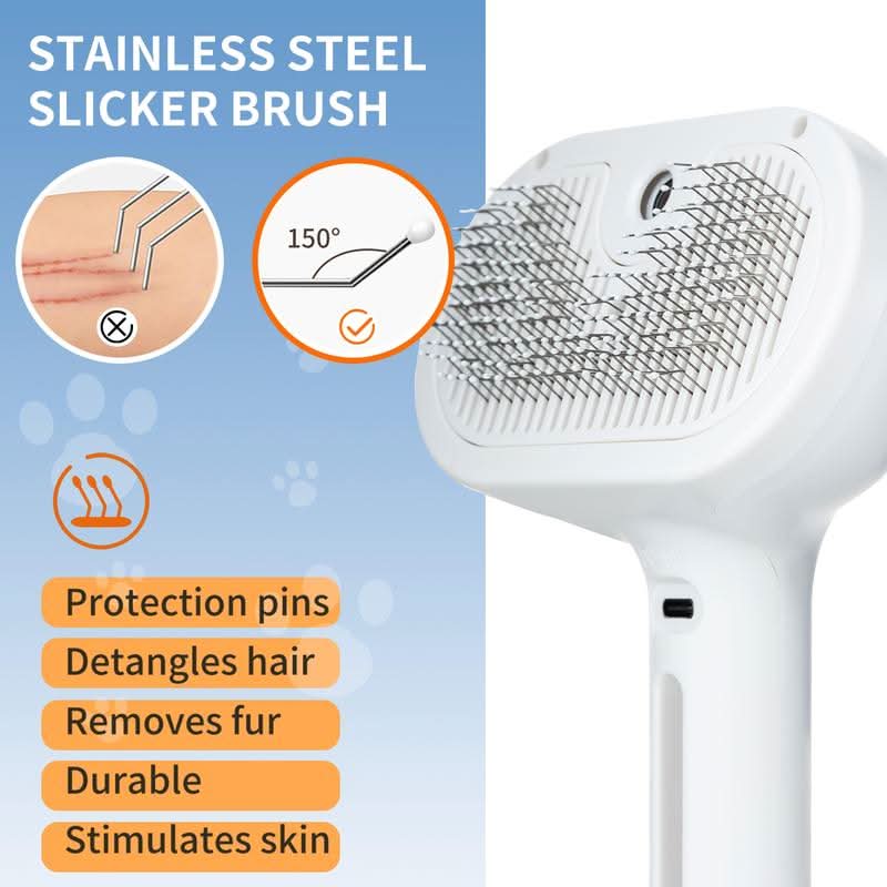 Pet Brush with Massage Effect and Easy-Clean Button