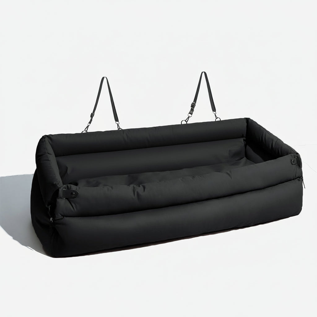 Large Dog Car Seat Bed in Faux Leather with Elegant Finish and Non-Slip Support