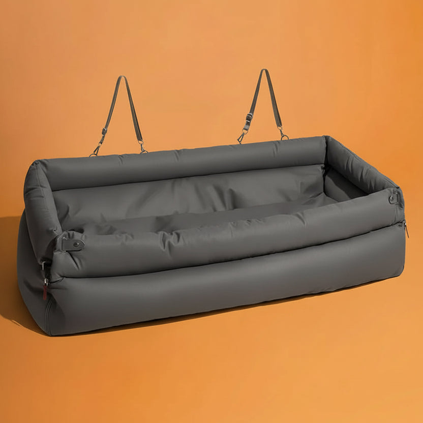Large Dog Car Seat Bed in Faux Leather with Elegant Finish and Non-Slip Support