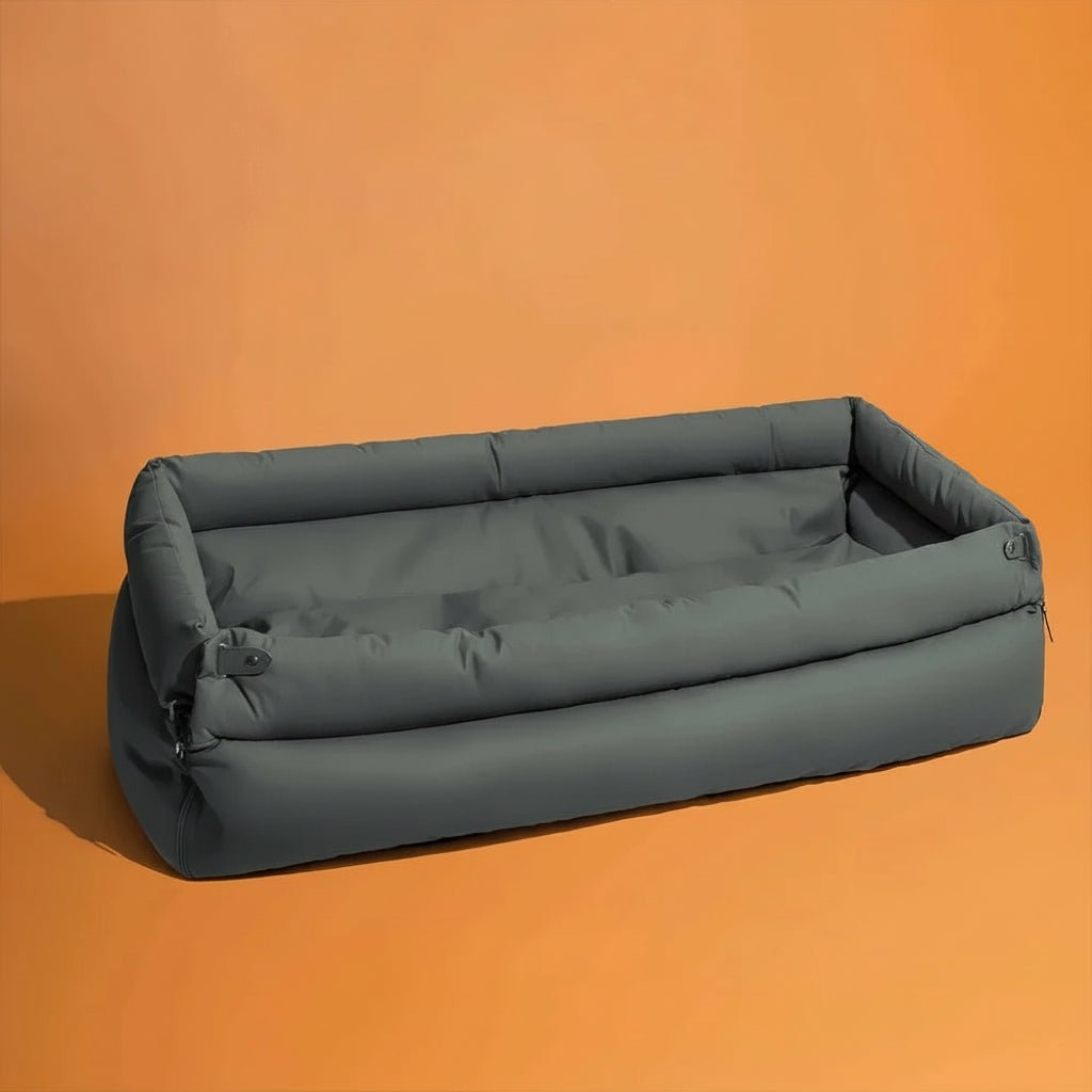 Large Dog Car Seat Bed in Faux Leather with Elegant Finish and Non-Slip Support