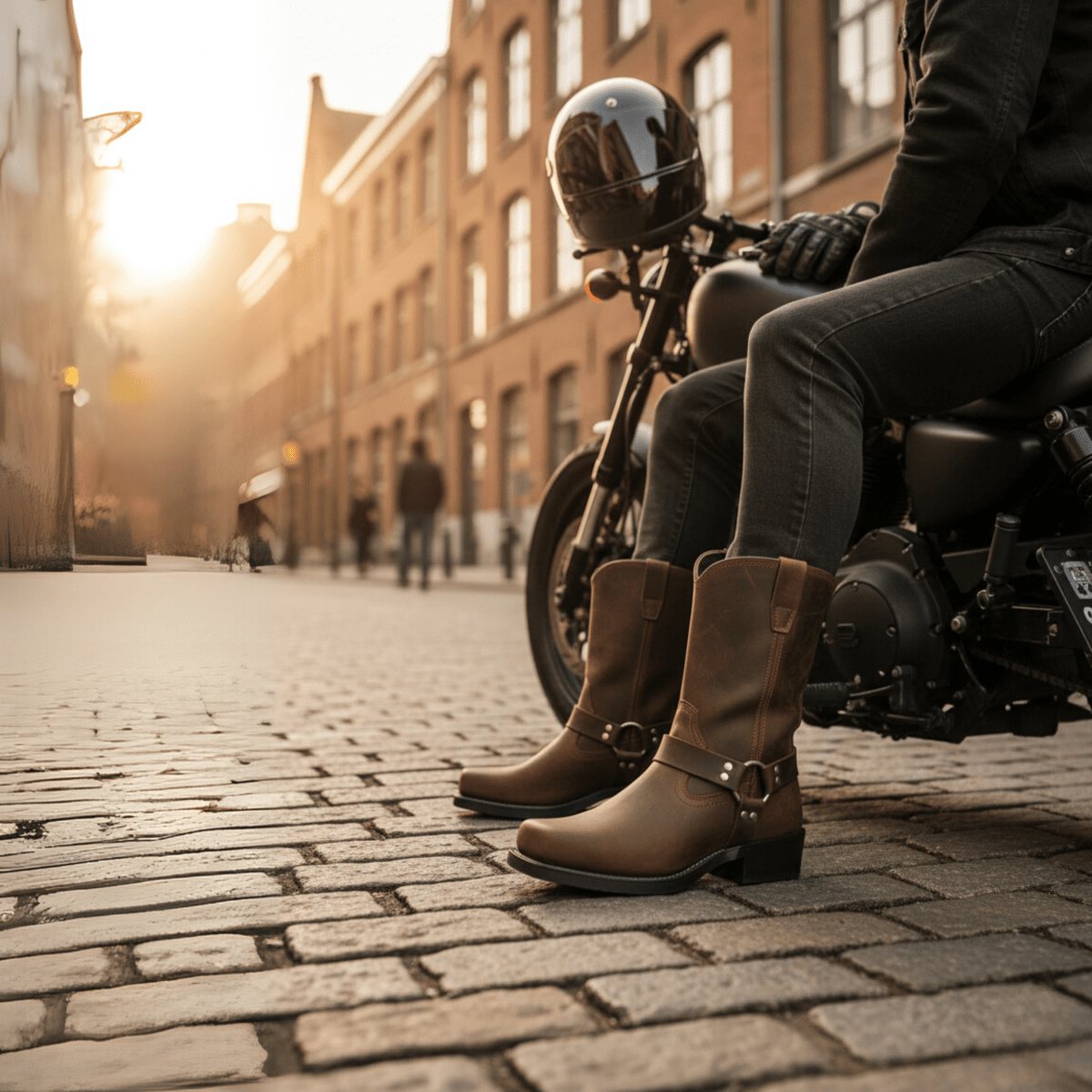 Men's Durable Boots with Harness and Waterproof Leather