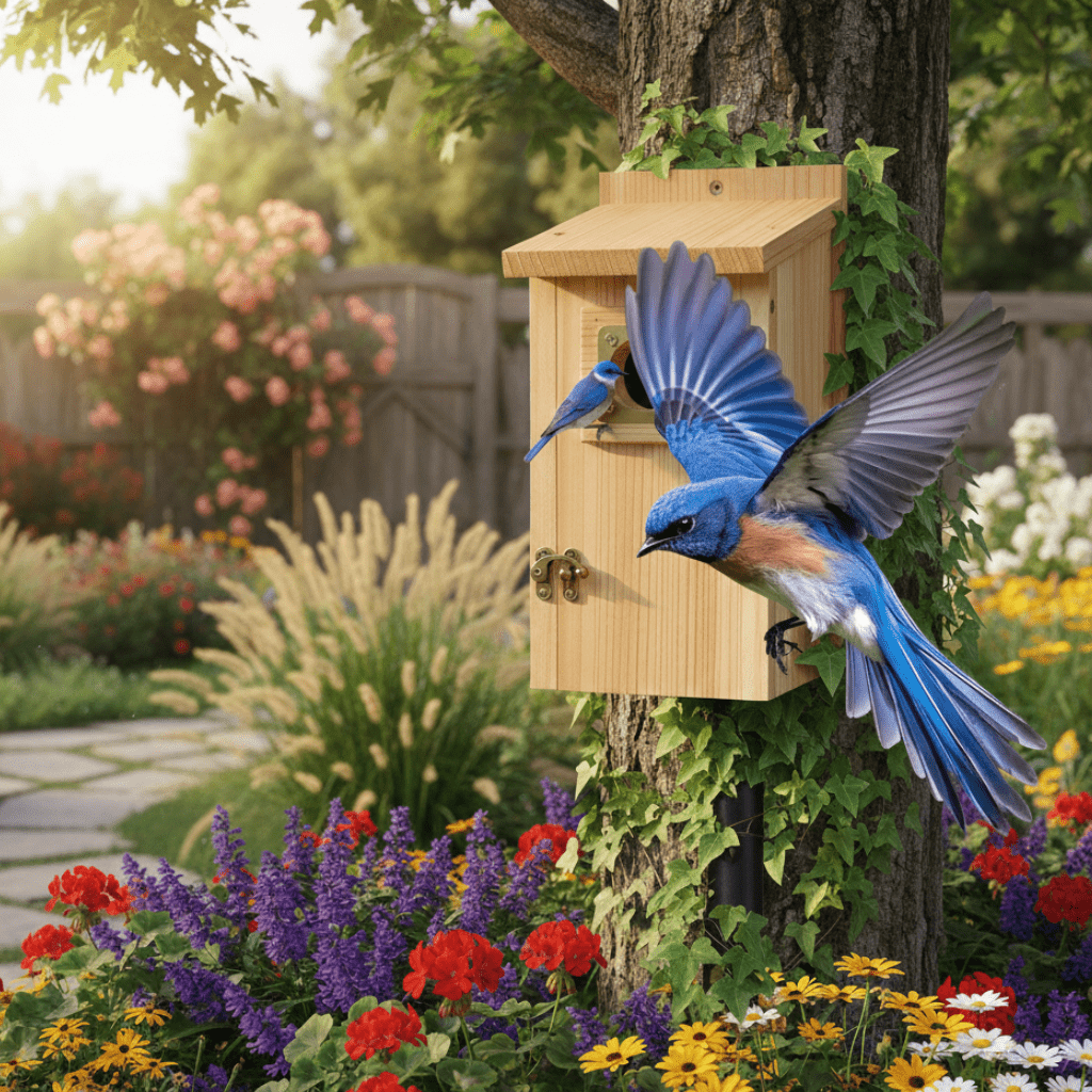 Wood Nesting House for Blue Jays, Swallows, and Small Birds