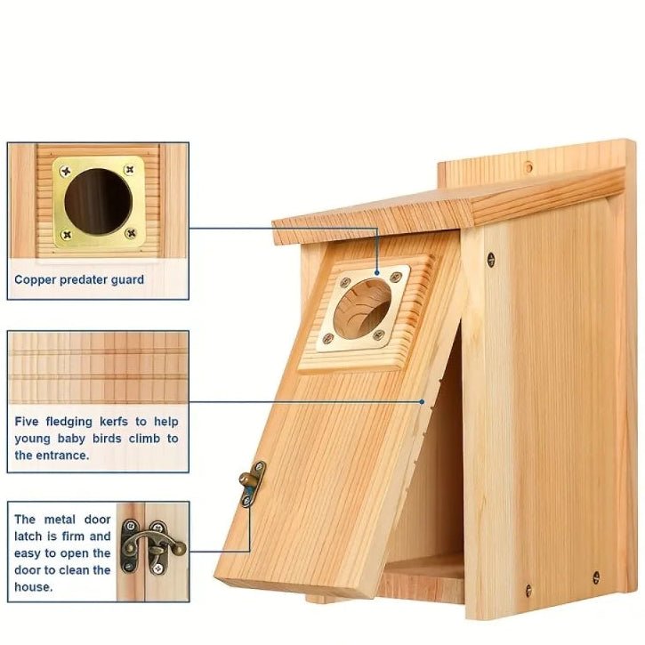 Wood Nesting House for Blue Jays, Swallows, and Small Birds