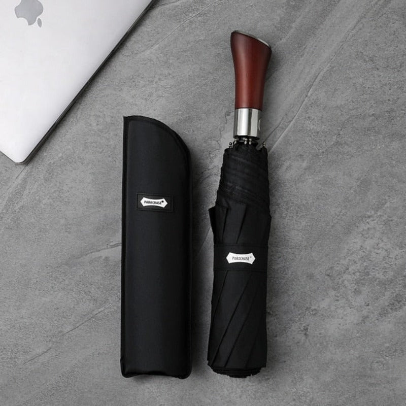 Auto-Open Umbrella with Elegant Wooden Handle