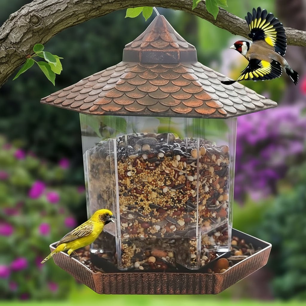 Elegant Copper-Look Bird Feeder for Weatherproof Hanging Decoration