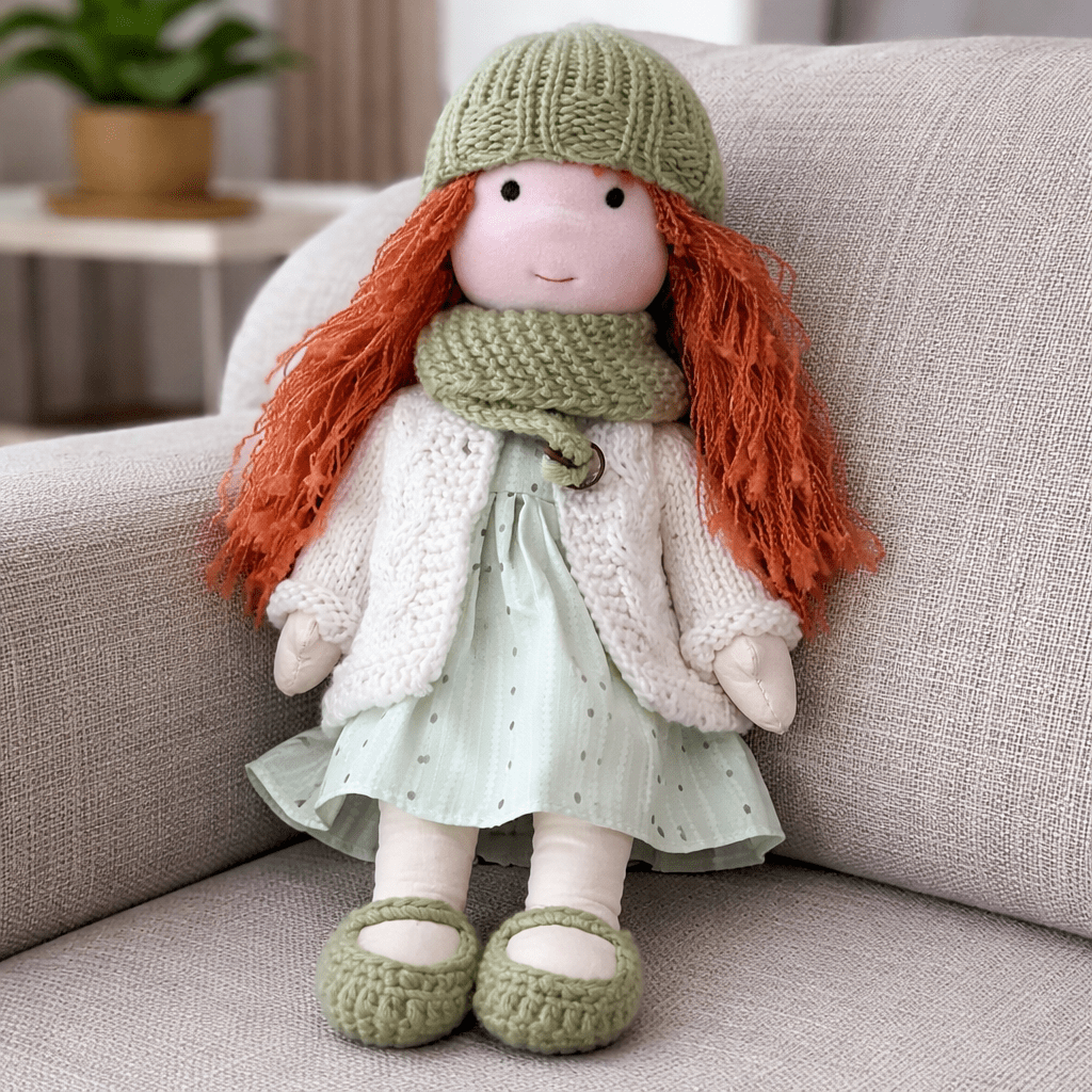 Handmade Waldorf Doll Crafted from Cotton for Creative Play