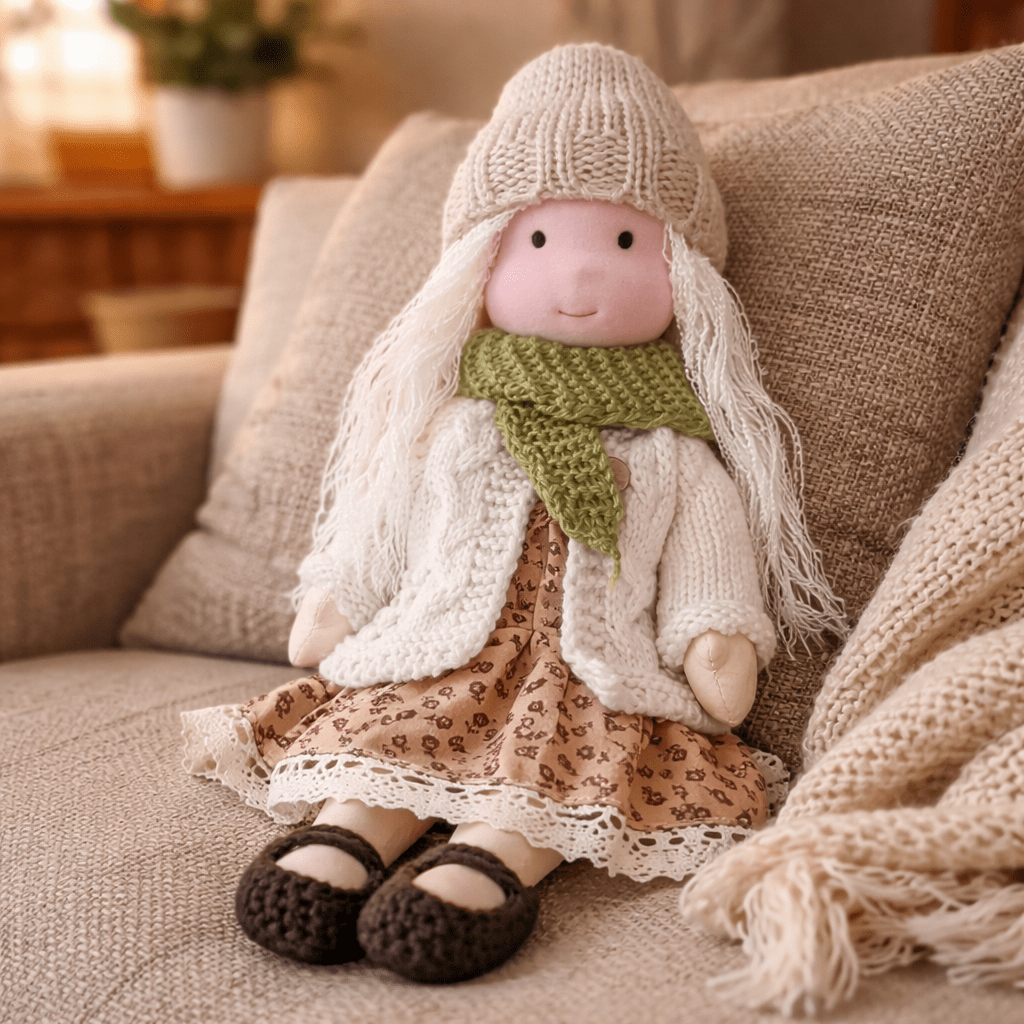 Handmade Waldorf Doll Crafted from Cotton for Creative Play