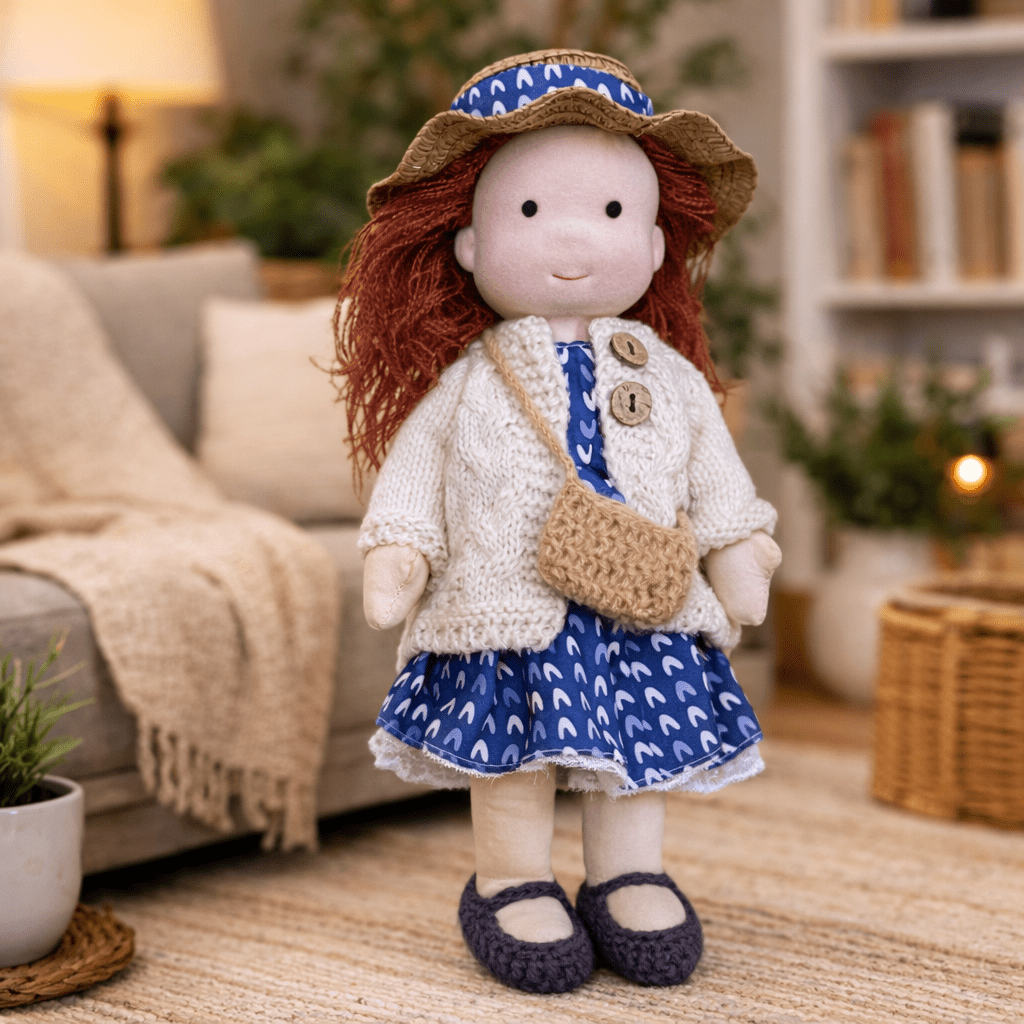 Handmade Waldorf Doll Crafted from Cotton for Creative Play