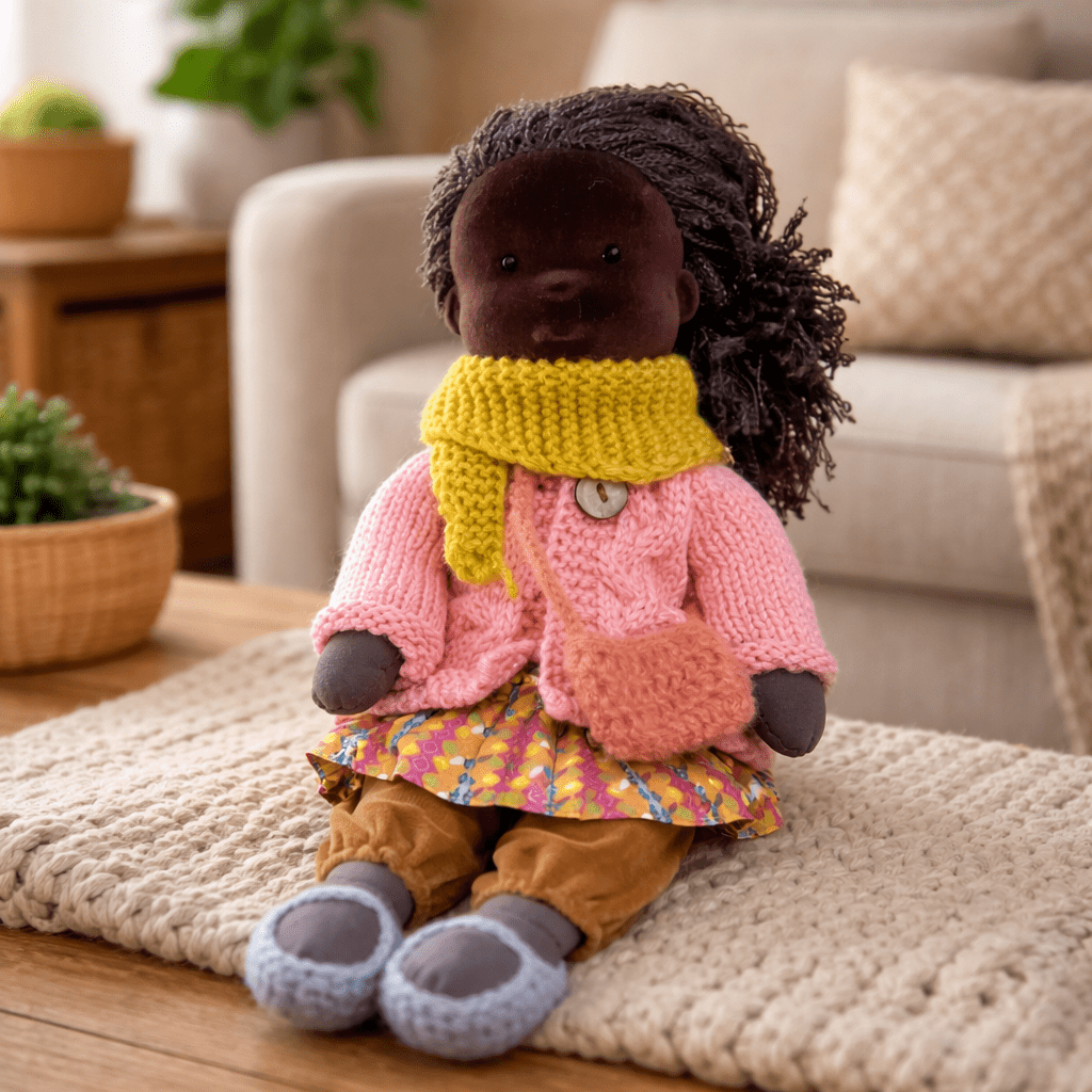 Handmade Waldorf Doll Crafted from Cotton for Creative Play