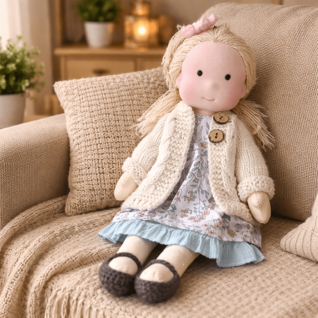 Handmade Waldorf Doll Crafted from Cotton for Creative Play