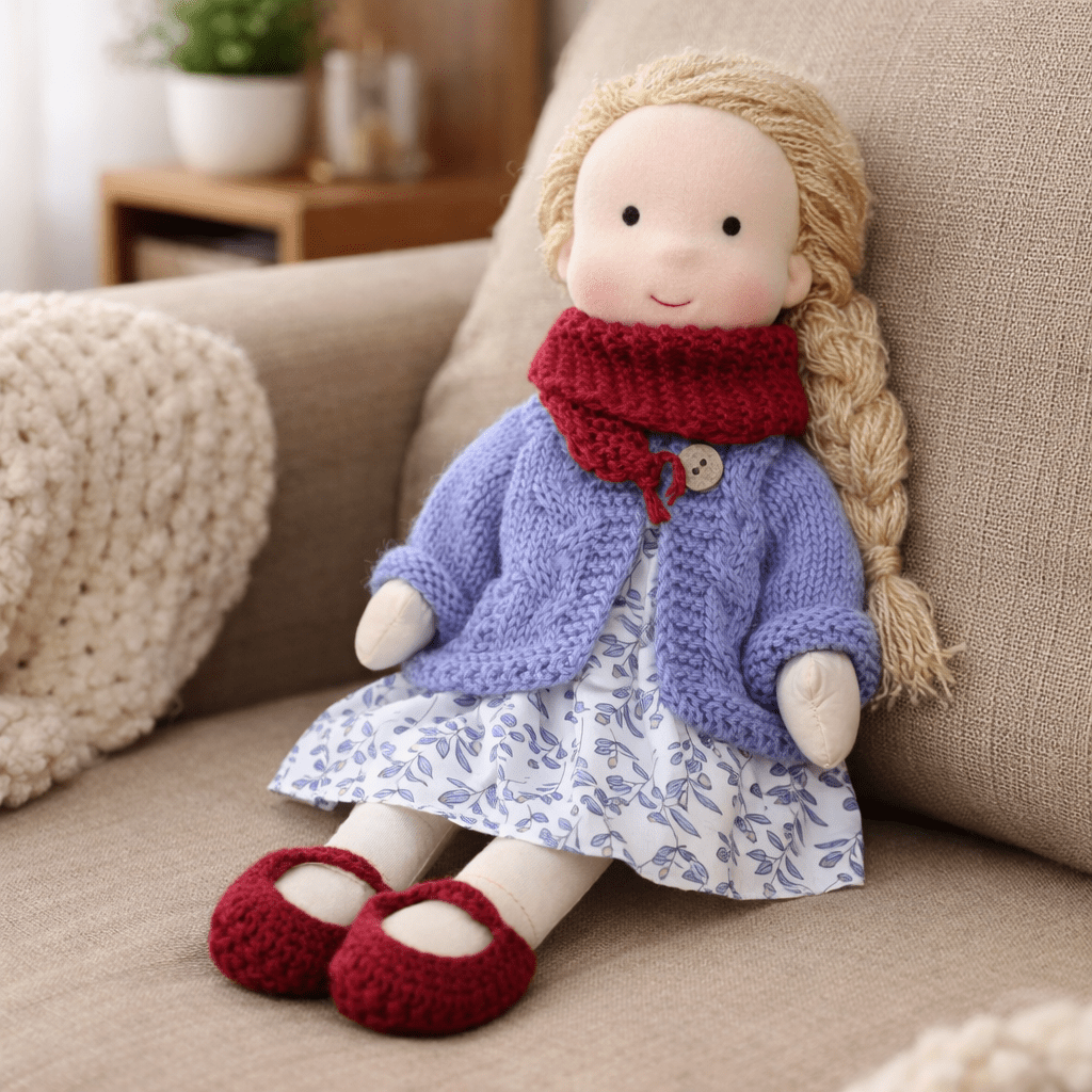Handmade Waldorf Doll Crafted from Cotton for Creative Play