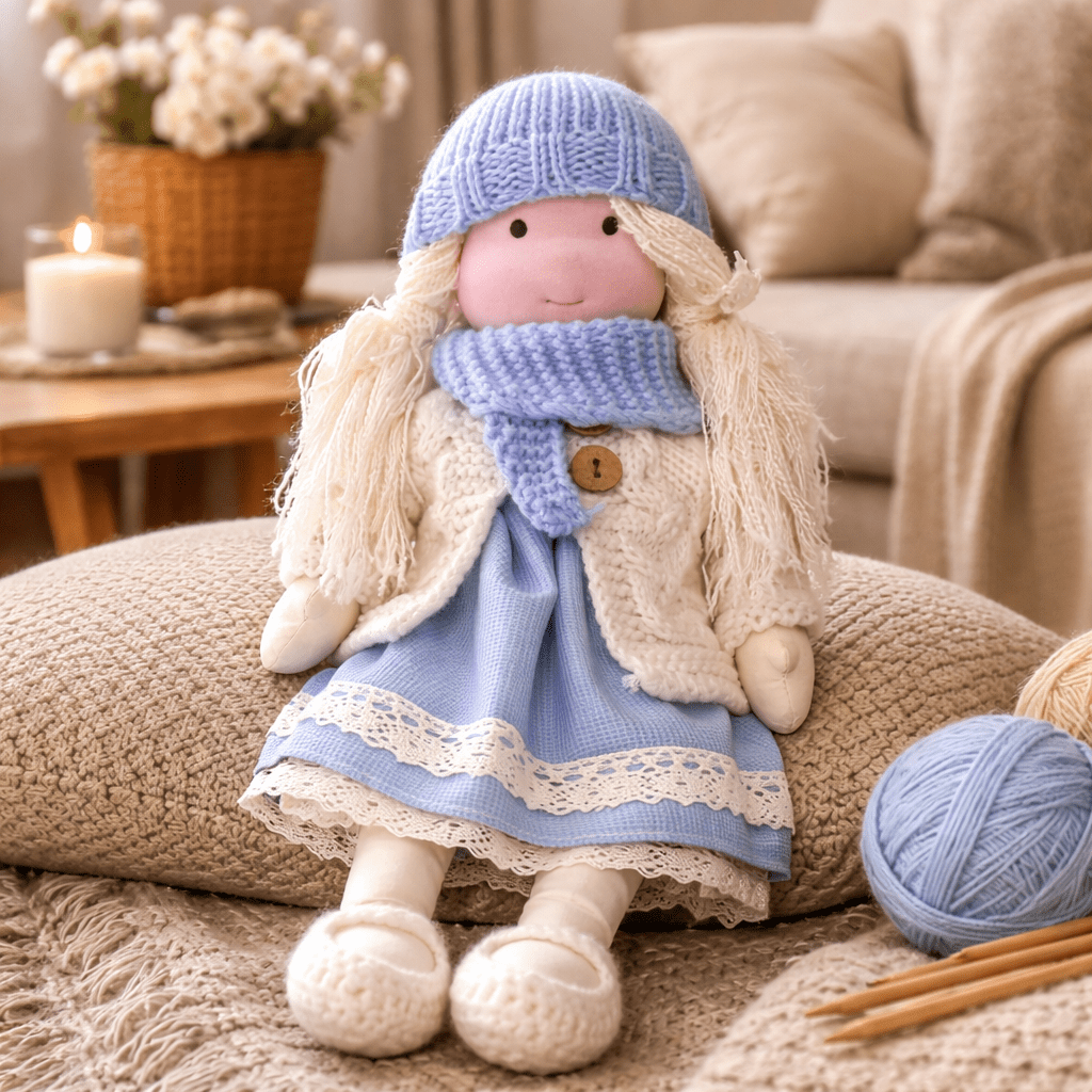 Handmade Waldorf Doll Crafted from Cotton for Creative Play