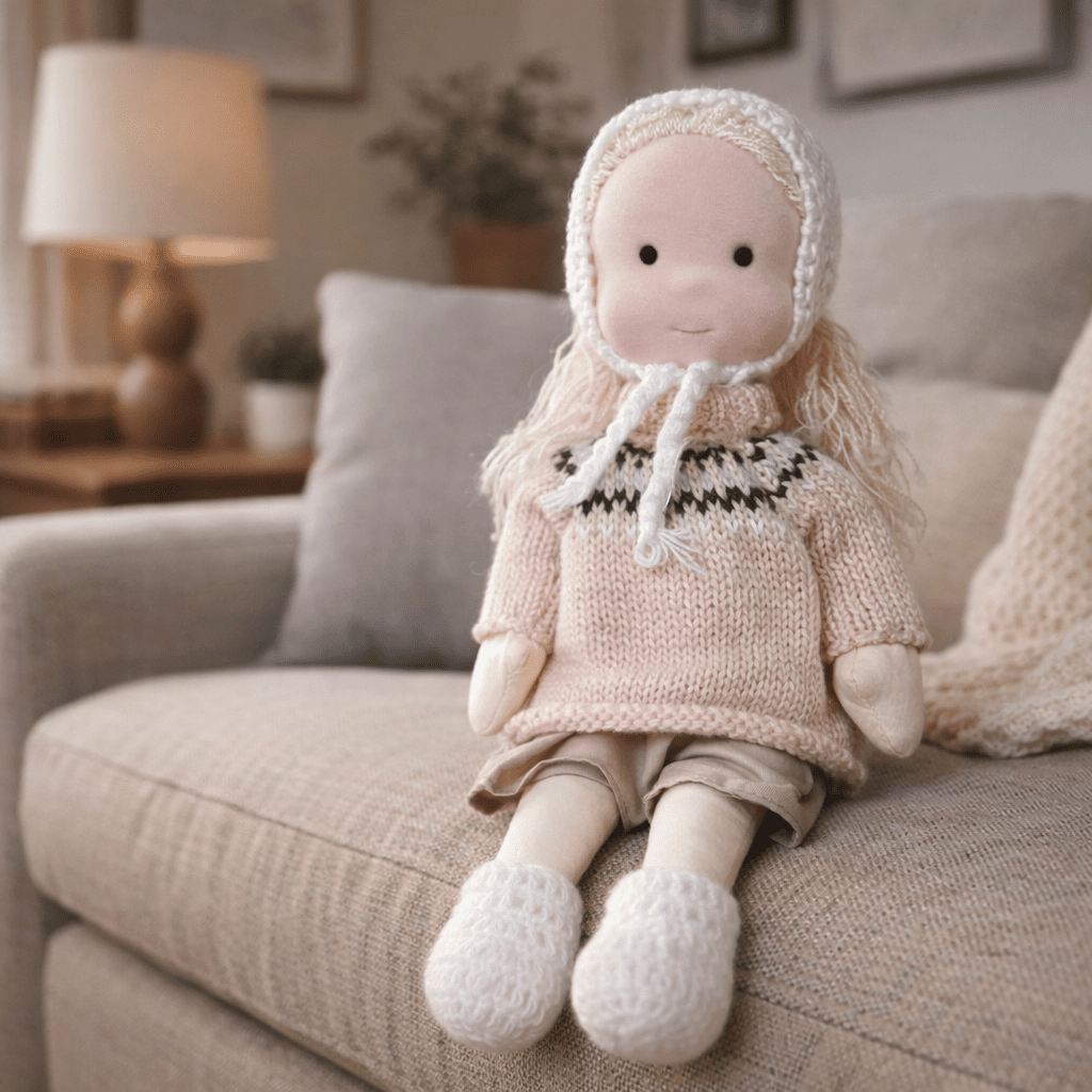 Handmade Waldorf Doll Crafted from Cotton for Creative Play