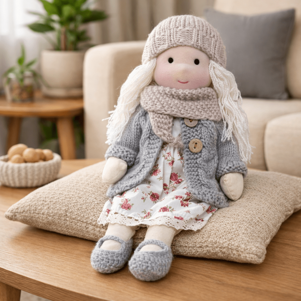 Handmade Waldorf Doll Crafted from Cotton for Creative Play