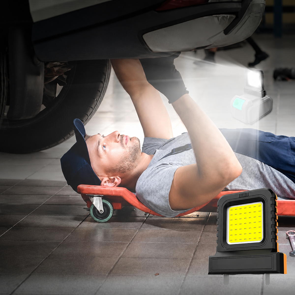 Rechargeable Work Floodlight | Battery-Compatible | COB LED | Ideal for DIY & Outdoor Use
