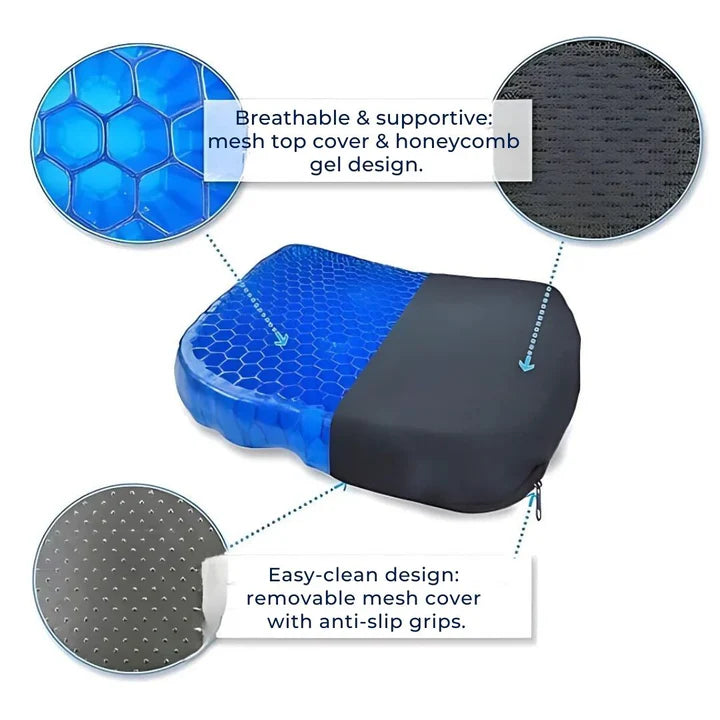 Orthopedic Gel Seat Cushion for Tailbone and Lumbar Support