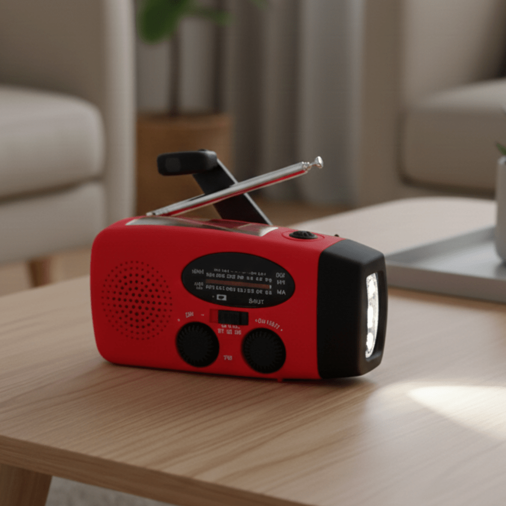 All-in-One Emergency Radio with LED Light, Hand Crank Power & Weather Updates