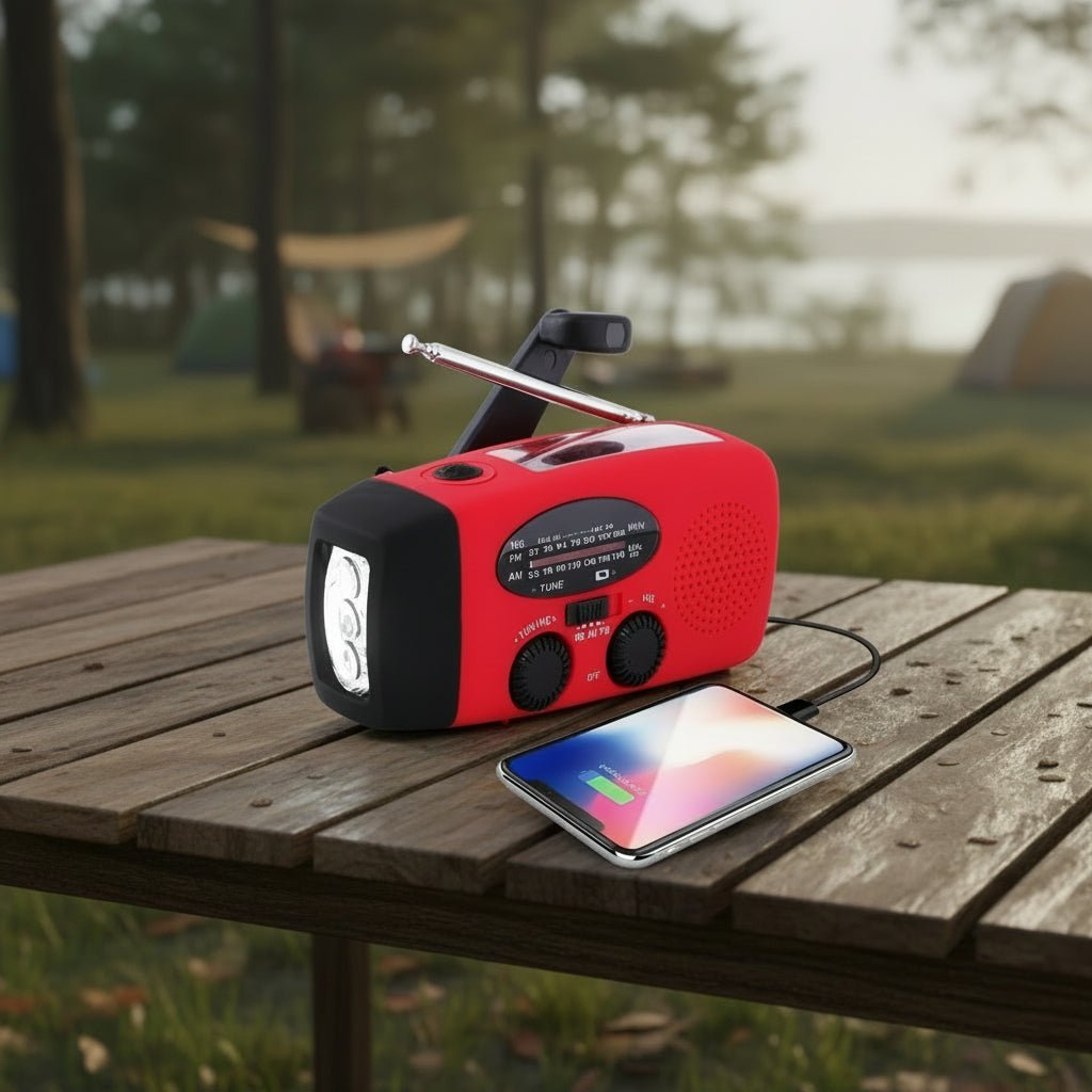 All-in-One Emergency Radio with LED Light, Hand Crank Power & Weather Updates