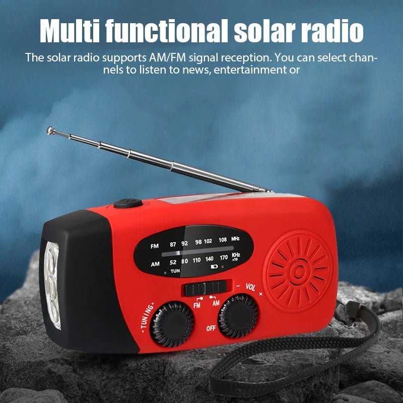 All-in-One Emergency Radio with LED Light, Hand Crank Power & Weather Updates