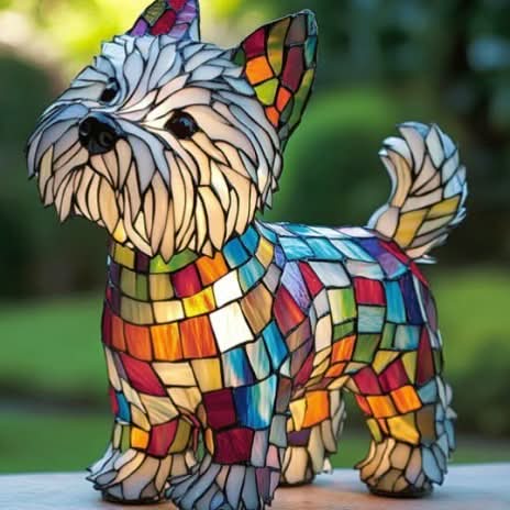 Artistic LED Night Light – Shimmering Statue with Dog Breed Design
