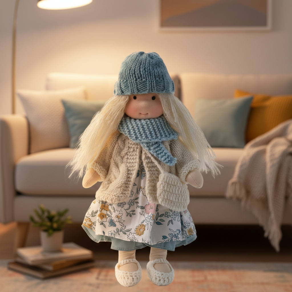 Handmade Waldorf Doll Crafted from Cotton for Creative Play