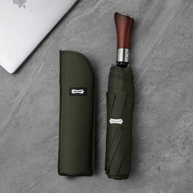 Auto-Open Umbrella with Elegant Wooden Handle