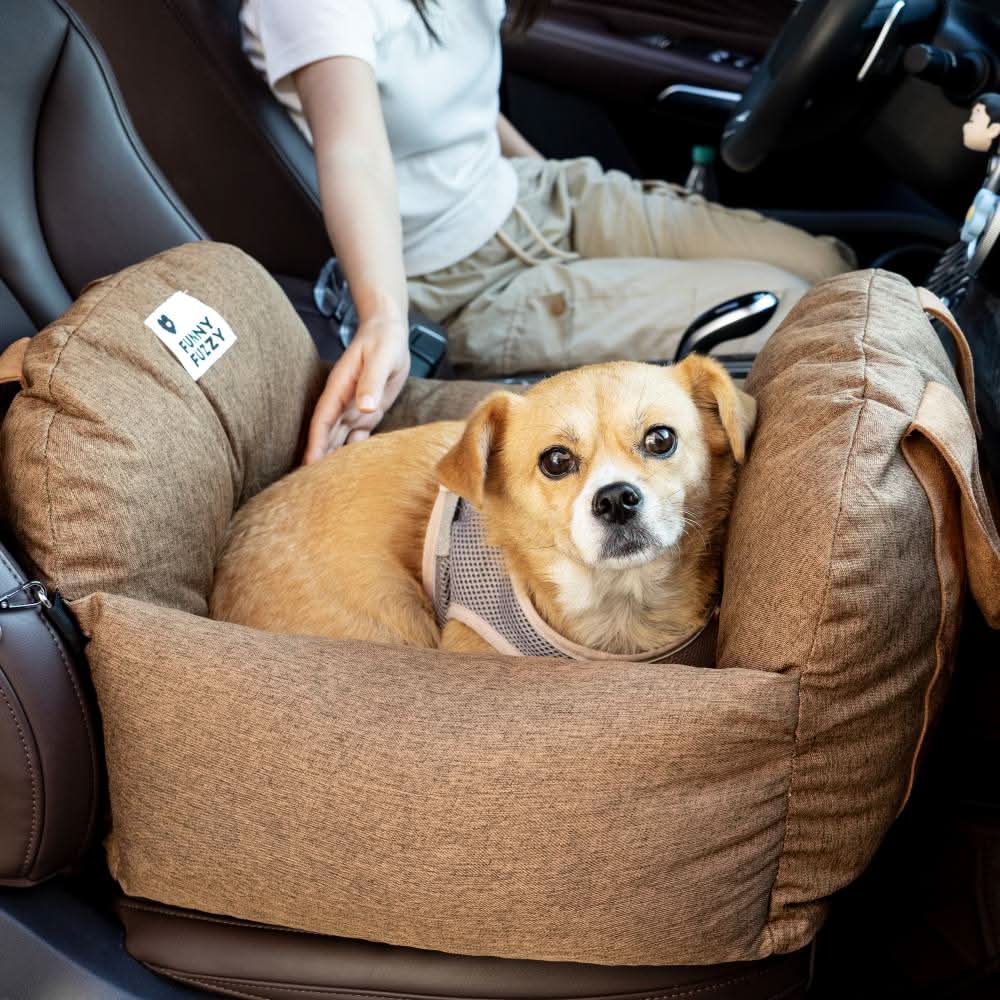 Dog Seat Bed with Safety Belt & Non-Slip Bottom for Comfortable Rides