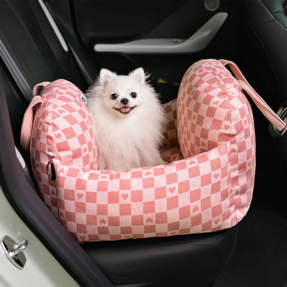 Dog Seat Bed with Safety Belt & Non-Slip Bottom for Comfortable Rides