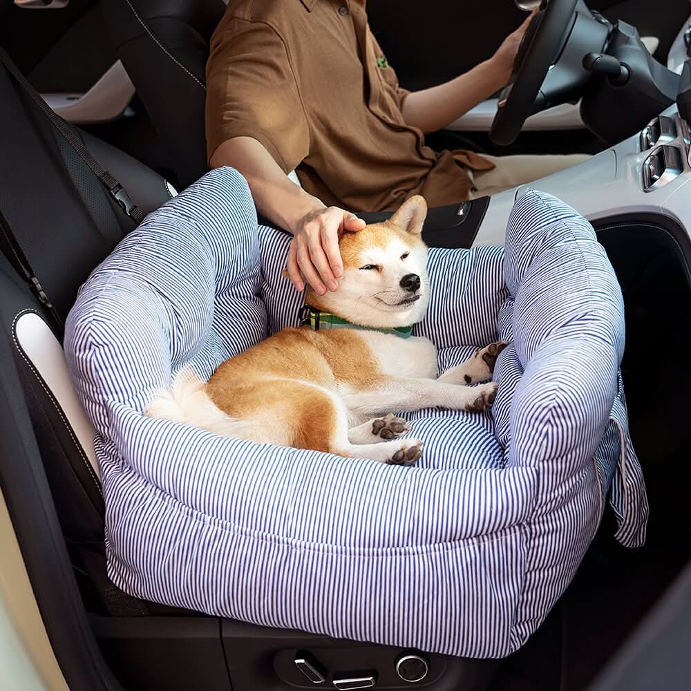 Dog Seat Bed with Safety Belt & Non-Slip Bottom for Comfortable Rides