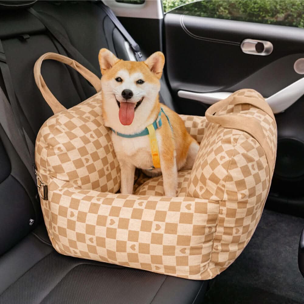 Dog Seat Bed with Safety Belt & Non-Slip Bottom for Comfortable Rides