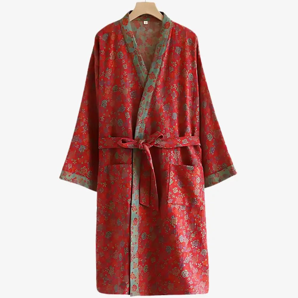 Organic Cotton Kimono Bathrobe with Breathable Gauze Fabric and Reversible Design for Everyday Comfort and Natural Elegance