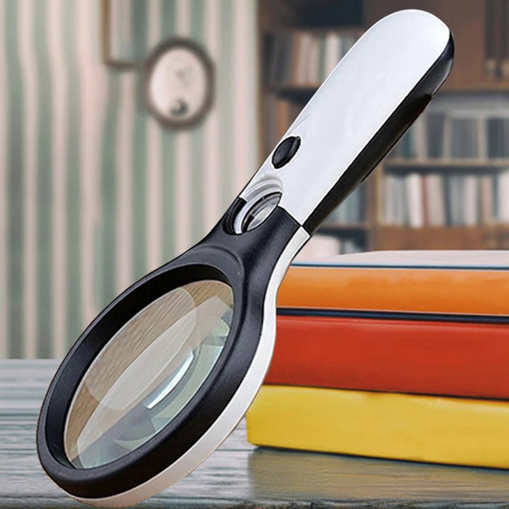 45x Handheld Magnifying Glass with LED Light for Precise Reading and Detailed Inspection