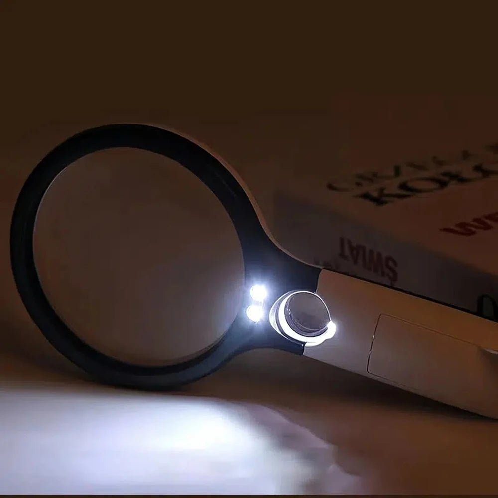 45x Handheld Magnifying Glass with LED Light for Precise Reading and Detailed Inspection