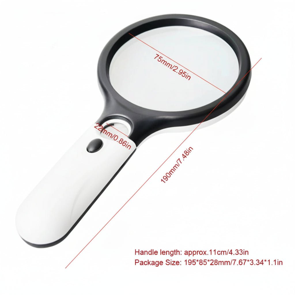 45x Handheld Magnifying Glass with LED Light for Precise Reading and Detailed Inspection