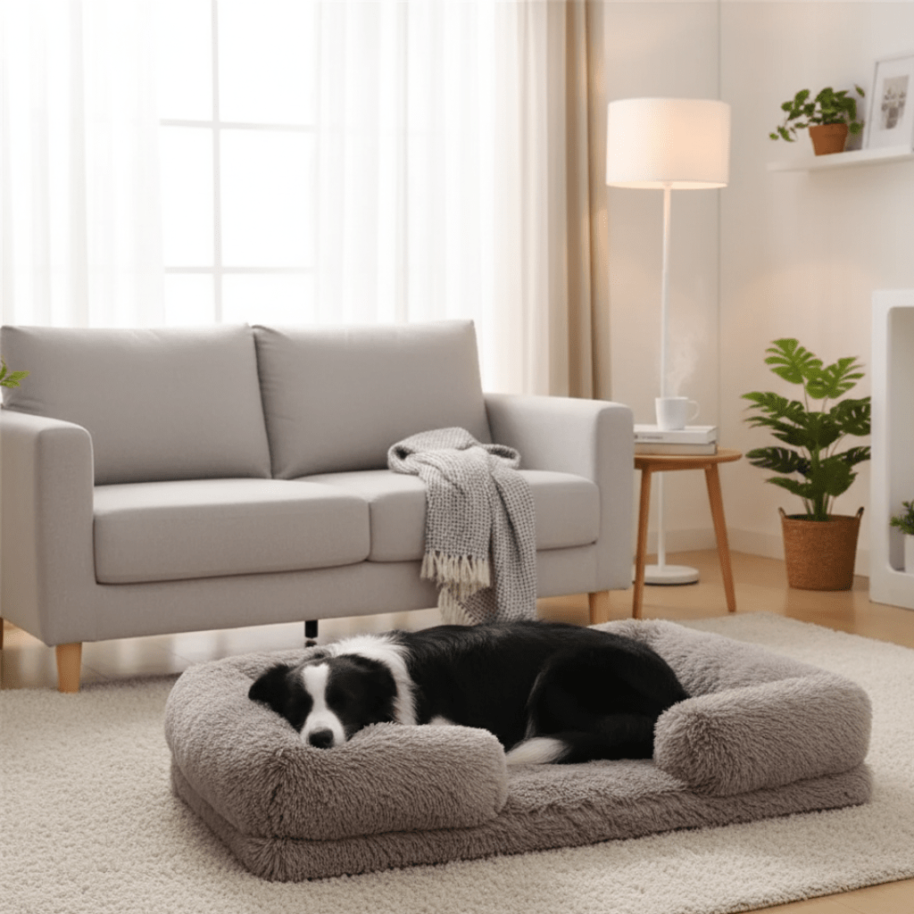 Memory Foam Dog Bed with Plush Side Supports