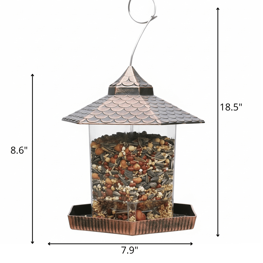 Elegant Copper-Look Bird Feeder for Weatherproof Hanging Decoration