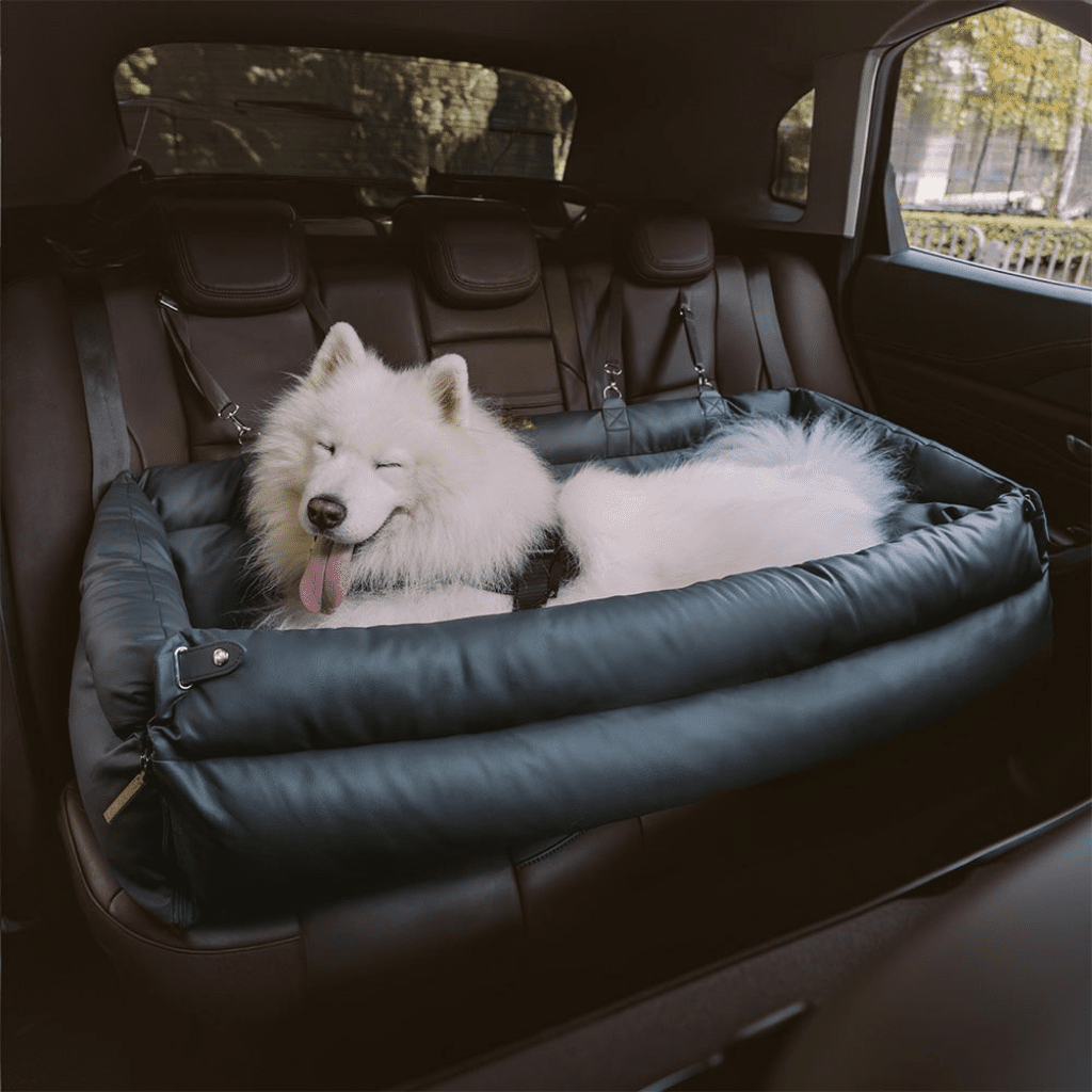 Large Dog Car Seat Bed in Faux Leather with Elegant Finish and Non-Slip Support