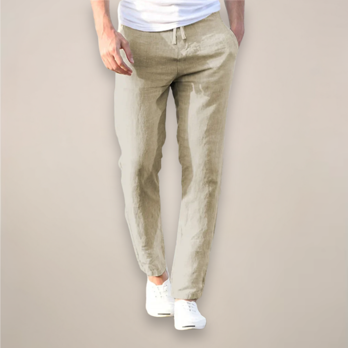 Men's Casual Straight-Leg Linen Trousers | Long